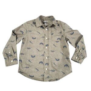 Arizona Jeans Boys Long Sleeve Dinosaur Print Button Down Shirt XL/7